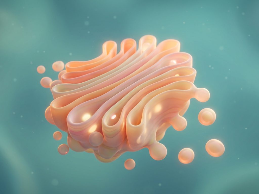 Illustrazione dell’apparato di Golgi in una cellula umana, con vescicole circostanti